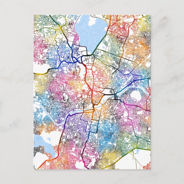 Hyderabad Telangana Map Postcard (Front)