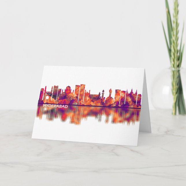 Hyderabad Telangana Skyline Holiday Card (Front)