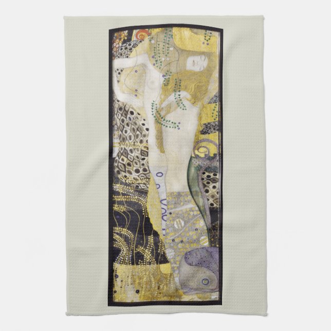 Hydra (aka Water Serpents I) by Gustav Klimt Kitchen Towel (Vertical)
