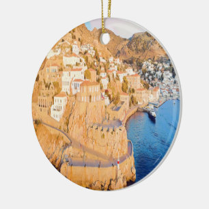 HYDRA - Castle of Kavos - harbor Ceramic Ornament