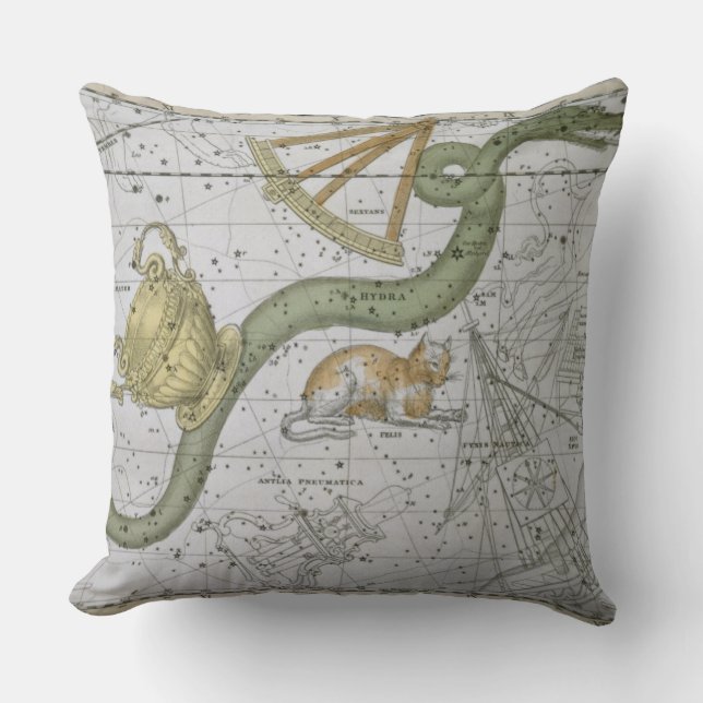 Hydra, from 'A Celestial Atlas', pub. in 1822 (col Throw Pillow (Front)