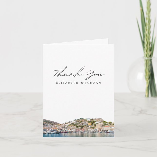 Hydra Greece Blank Thank You Card (Front)