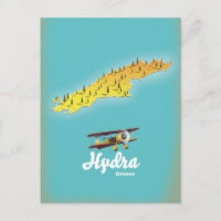Hydra greece retro map
