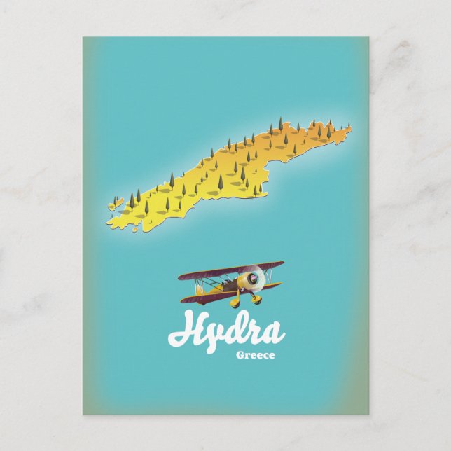 Hydra greece retro map postcard (Front)