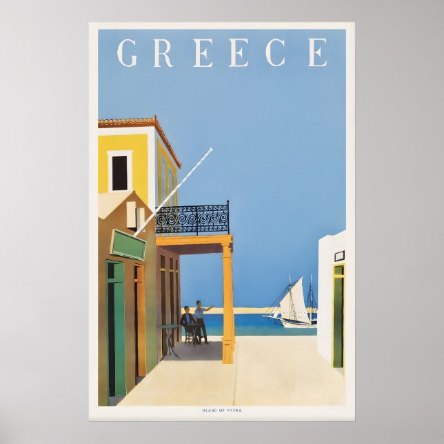 Hydra Greece Vintage Travel Poster Mediterranean (Front)