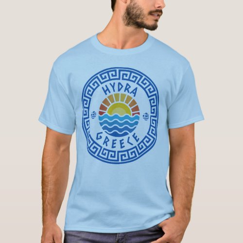 Hydra Island Greece _ Light Blue Mens T_Shirt
