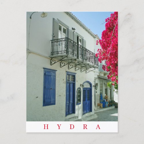 Hydra island house view postcard