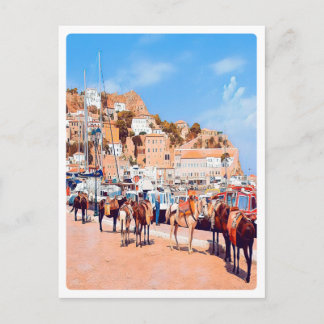 HYDRA - mules at the port Postcard