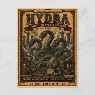 Hydra, Vintage Circus Monster Postcard