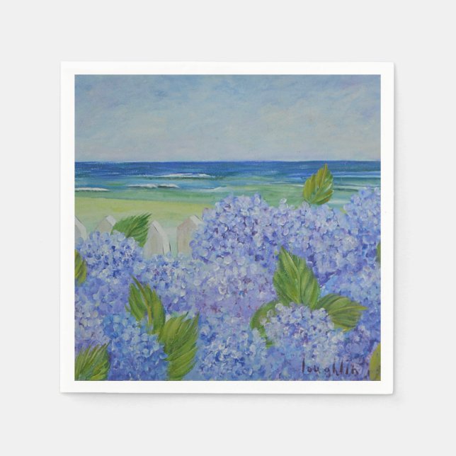 Hydraneas By The Sea Napkin (Front)