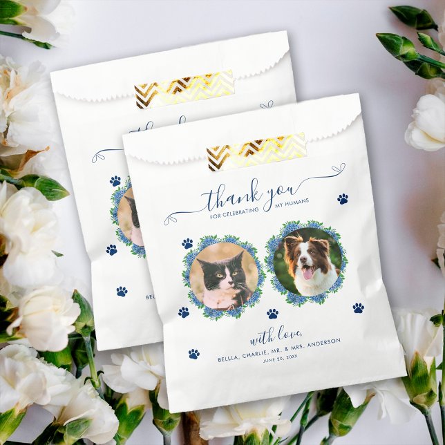 Hydrangea 2 Photo Custom Pet Wedding Treat Dog Favor Bag (Creator Uploaded)