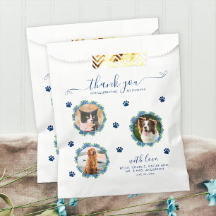 Hydrangea 3 Photo Custom Pet Wedding Treat Doggie Favor Bag