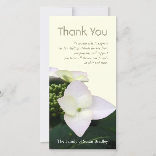 Hydrangea 6 Custom Sympathy Thank You Photo Card