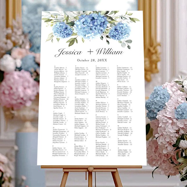 Hydrangea Alphabet SEATING CHART Foam Board (Creator Uploaded)