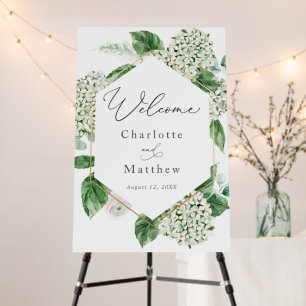 Hydrangea and Greenery Wedding Welcome Foam Board