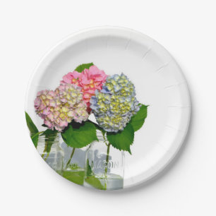 Hydrangea and Mason jar Paper Plates