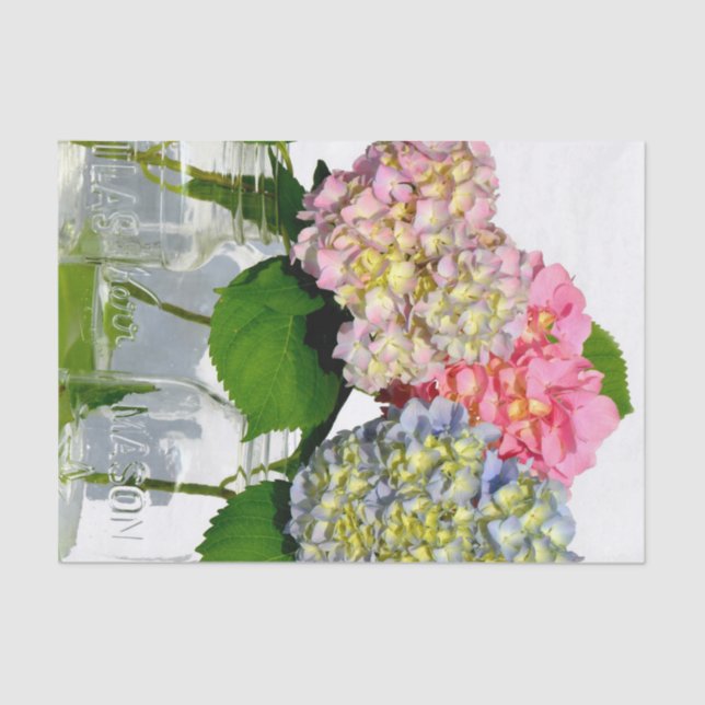 Hydrangea and Mason jar Tissue Paper (Front)