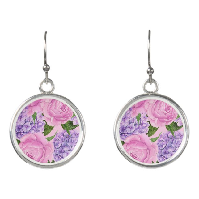 Hydrangea and peony pattern earrings (Front)