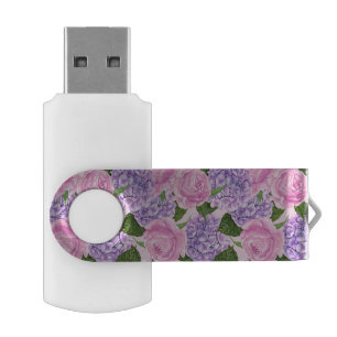 Hydrangea and peony pattern flash drive