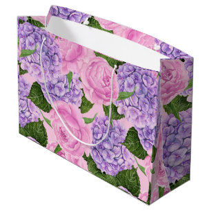 Hydrangea and peony pattern large gift bag