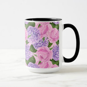 Hydrangea and peony pattern mug