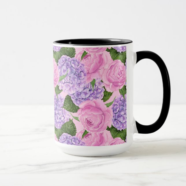 Hydrangea and peony pattern mug (Right)
