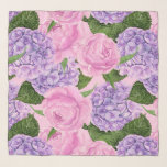 Hydrangea and peony pattern scarf<br><div class="desc">Pattern made of peony and hydrangea flowers painted with watercolors</div>