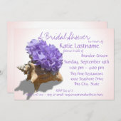 Hydrangea and Seashell Bridal Shower Lavender Invitation (Front/Back)