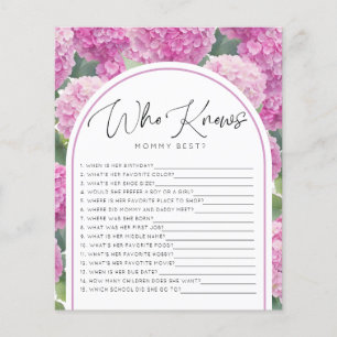 Hydrangea Baby Shower Who Knows Mommy Games