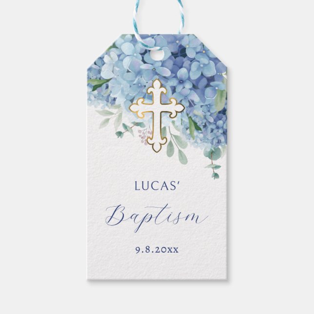 Hydrangea Baptism Gift Tags (Front)