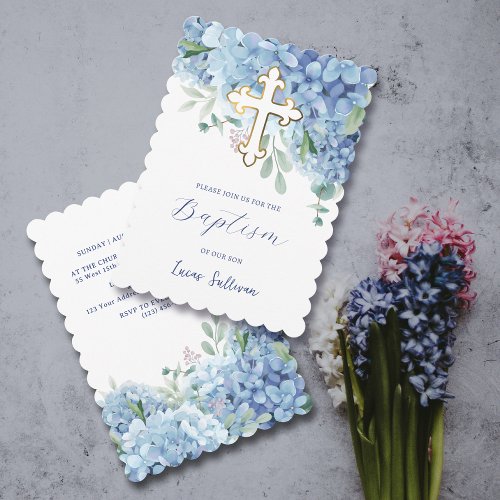 Hydrangea Baptism Invitation