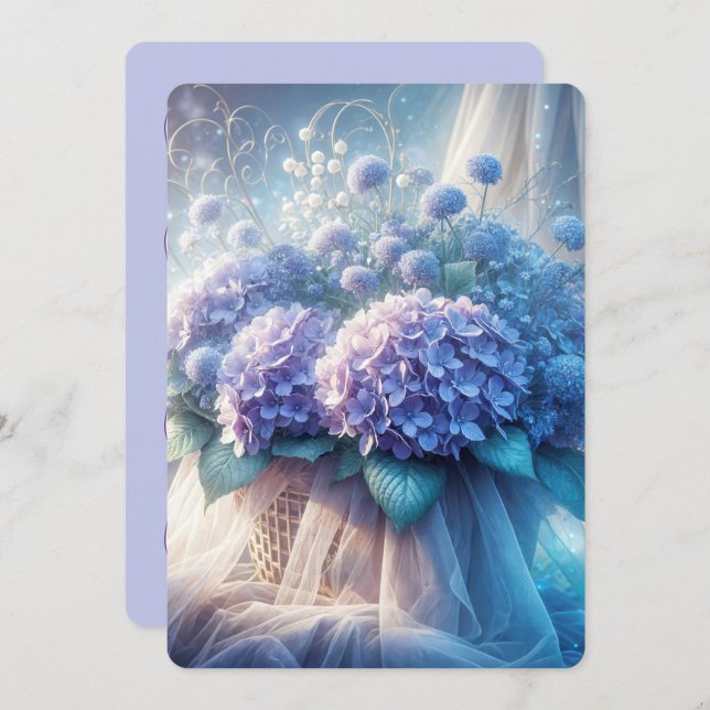 Hydrangea Basket For Wedding Vow Renewal Invitation (Front/Back)