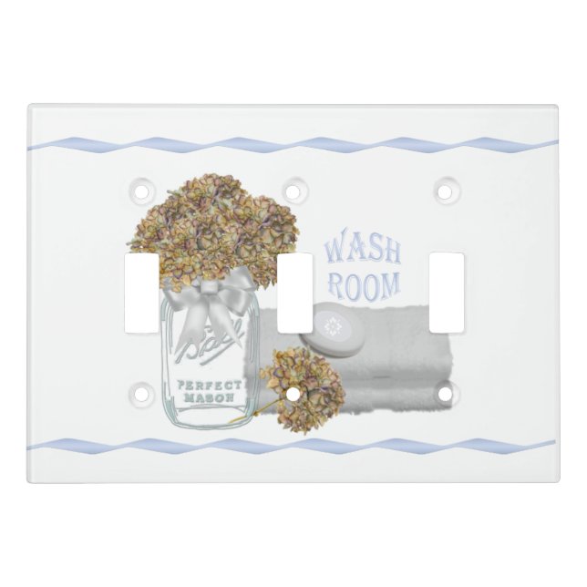 Hydrangea Bathroom Light Switch Cover (Front)