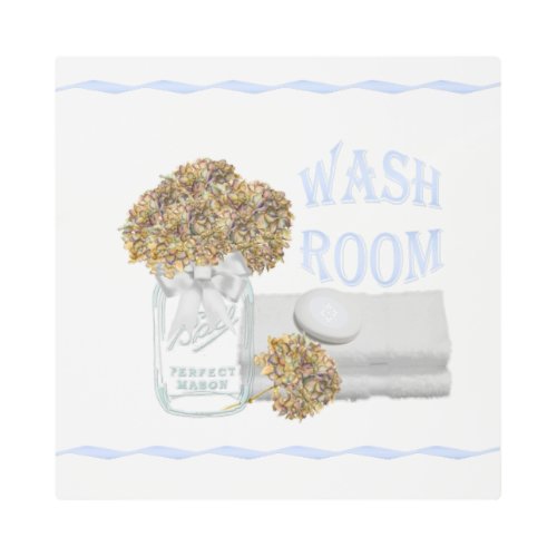 Hydrangea Bathroom Metal Wall Art