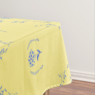 Hydrangea Block Pattern- Yellow and Blue Tablecloth
