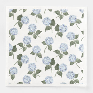 Hydrangea Bloom Blue Watercolor Floral Paper Dinner Napkins
