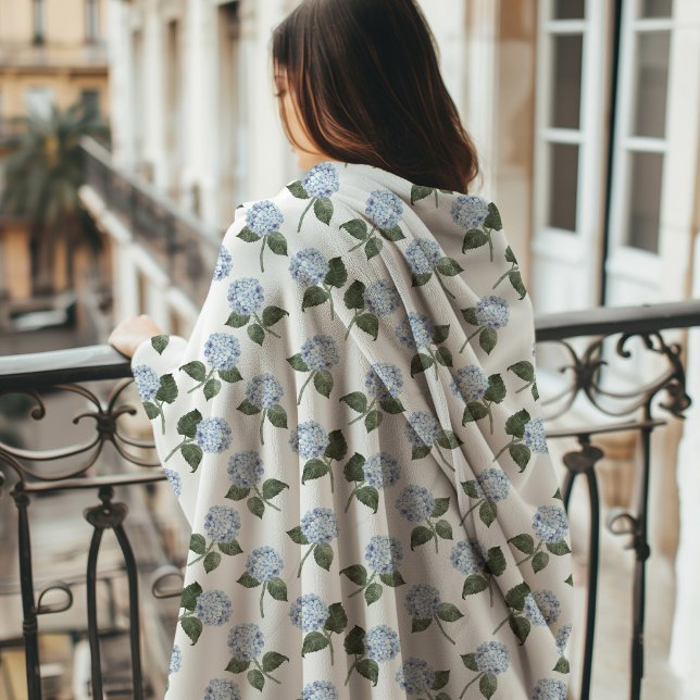 Hydrangea Bloom Monogram  Fleece Blanket (Hydrangea Fleece Blanket)