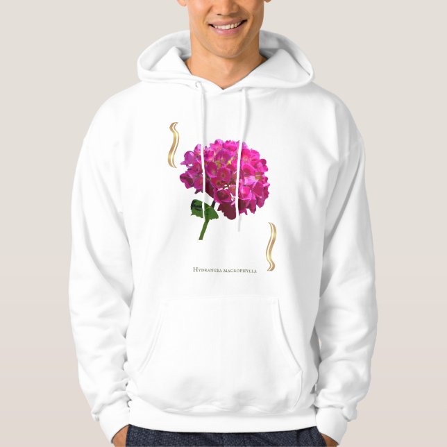 Hydrangea Bloom – Vintage Botanical Fuchsia Hoodie (Front)