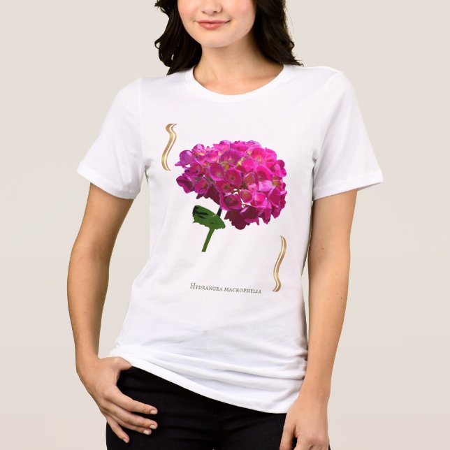 Hydrangea Bloom – Vintage Botanical Fuchsia Tri-Blend Shirt (Front)