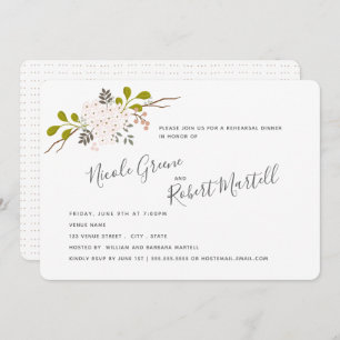 Hydrangea Blooms Botanical Rehearsal Dinner Invitation