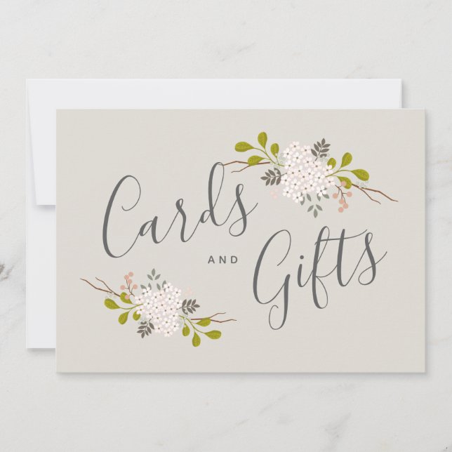 Hydrangea Blooms Botanical Wedding Gift Table Sign Invitation (Front)