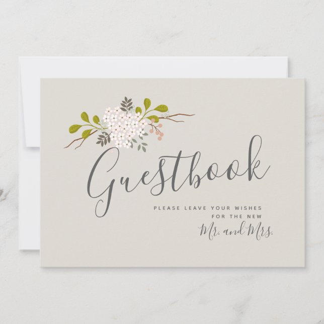 Hydrangea Blooms Botanical Wedding Guestbook Sign Invitation (Front)