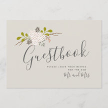 Hydrangea Blooms Botanical Wedding Guestbook Sign