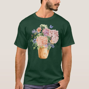 Hydrangea Blooms Bouquet Floral Spring Summer T-Shirt