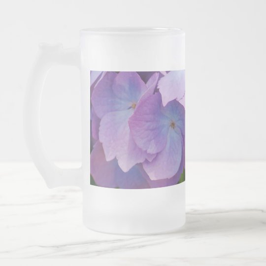 Hydrangea Blooms Frosted Glass Beer Mug