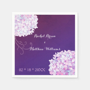 Hydrangea Blooms Plum Wedding Paper Napkins
