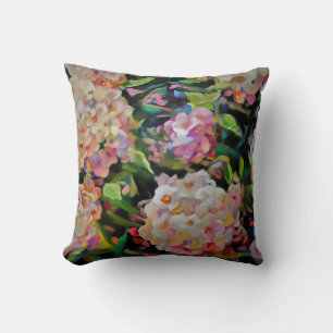 Hydrangea Blossom Decorative Floral Art Pink Throw Pillow