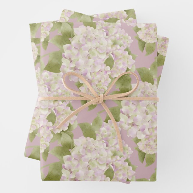 Hydrangea blossoms  wrapping paper sheets (In situ)