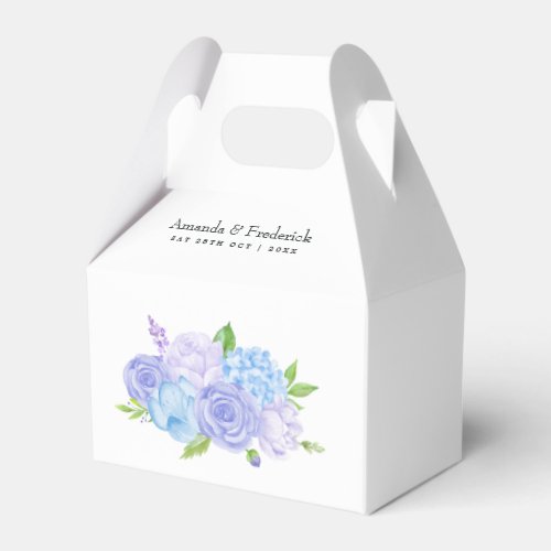 Hydrangea Blue and Light Lavender Wedding Favor Boxes