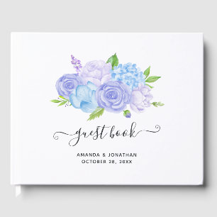 Hydrangea Blue and Light Lavender Wedding Guest Bo Book
